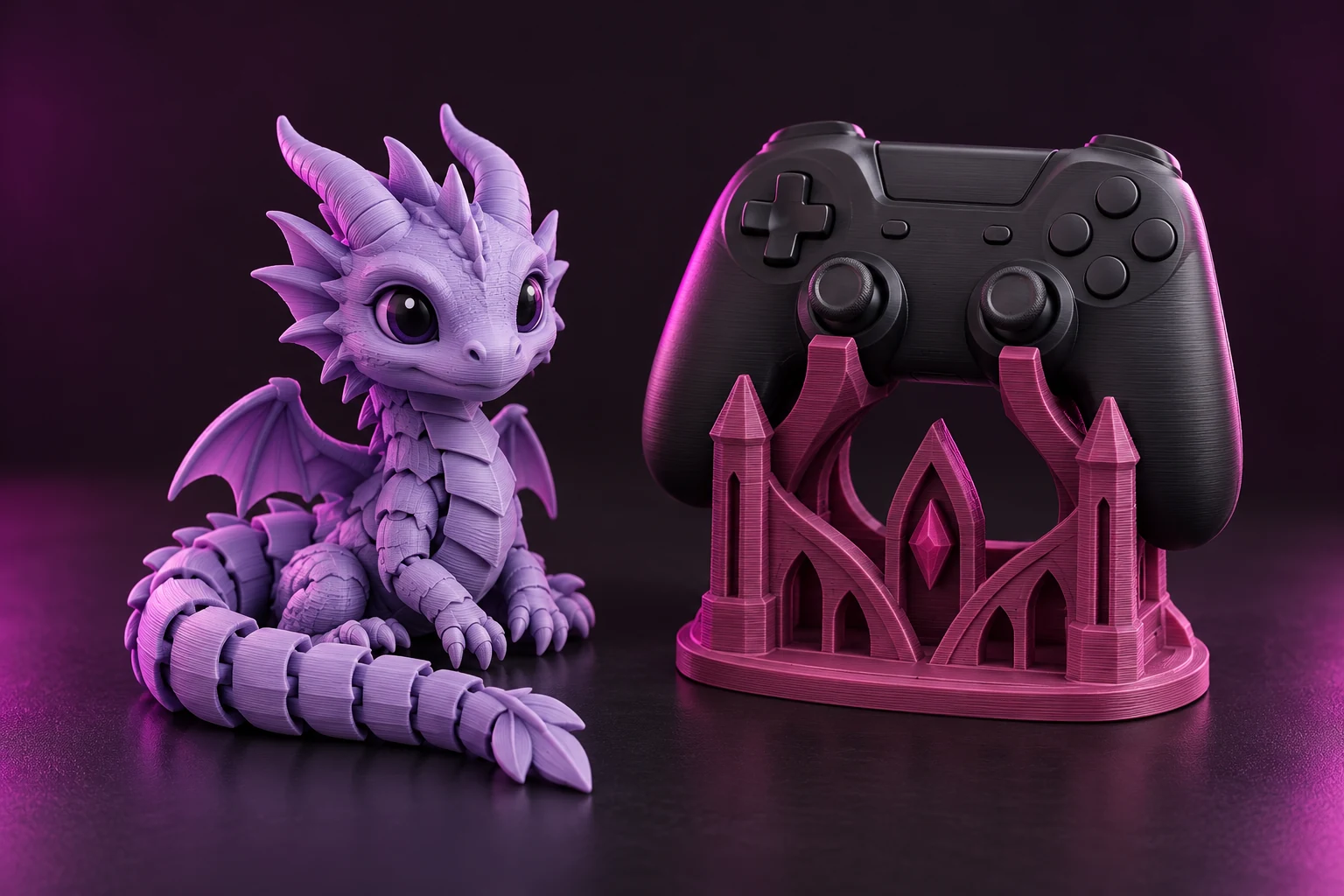 Referência de dragão colecionável e suporte de controle para setup gamer